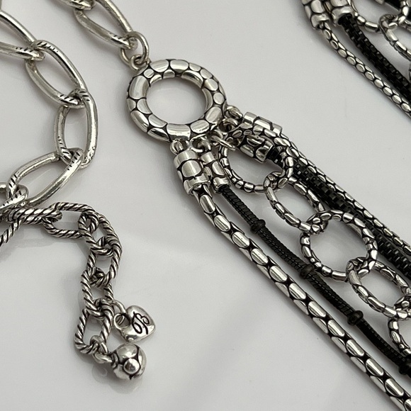 BRIGHTON Pebble Cascade Layered Multi Strand Silver Necklace - Picture 8 of 13